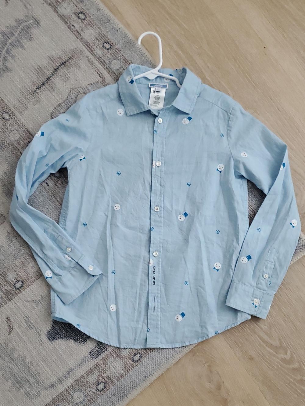 Jacadi Paris Boys Winter Blue Long Sleeve Button Up Dress Shirt Sz10